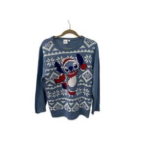NWT Disney LILO & Stitch Holiday Sweater Blue Womens Size XL Christmas Pullover
